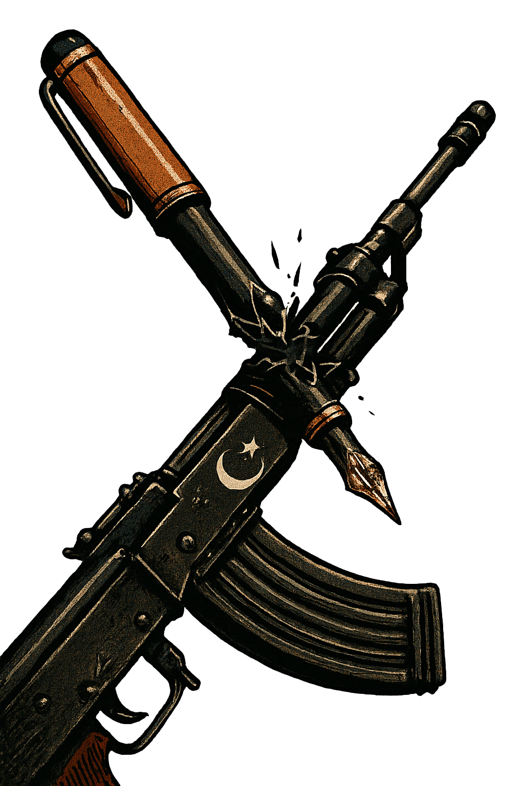 Pen vs Gun Illustration